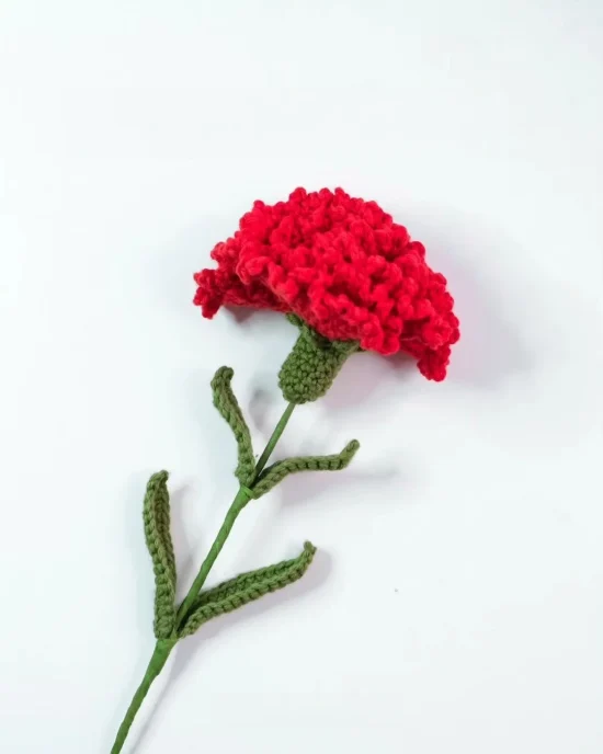 Red Carnation Flower Free Crochet Pattern