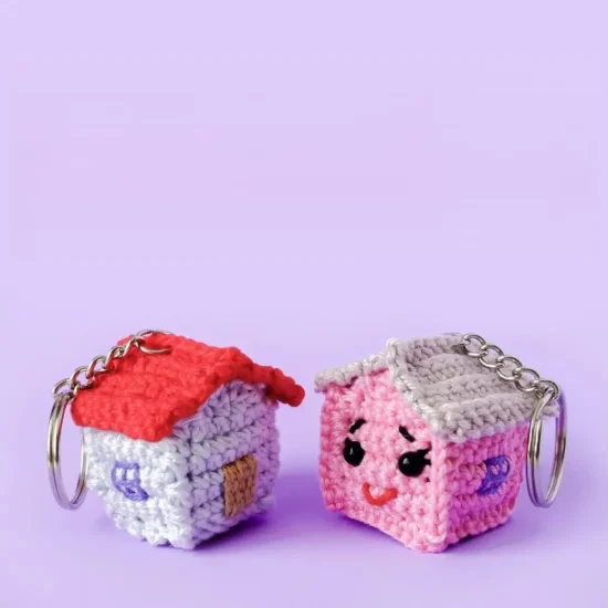 Amigurumi Keychain House Pattern for Quirky Key Accessories