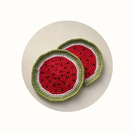 Watermelon Coasters Free Crochet Pattern