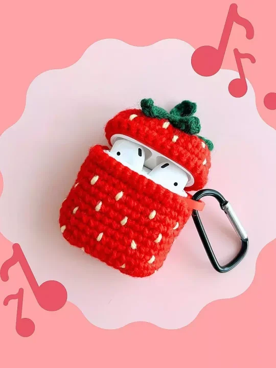 Enchanting Strawberry AirPods Case Free Crochet Pattern