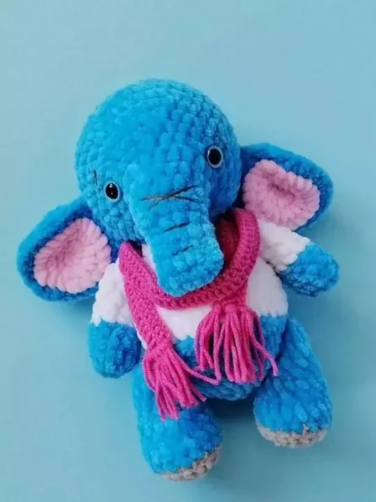 Cute Blue Amigurumi Elephant Free Crochet Pattern
