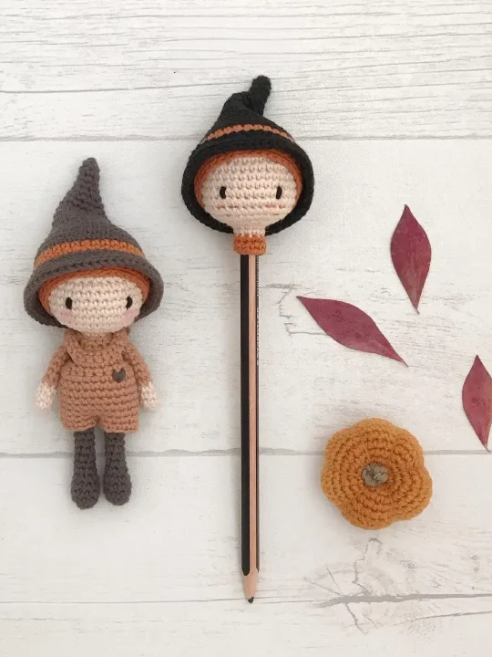 Whimsical Wonder: Magical Little Wizard Pencil Crochet Creation