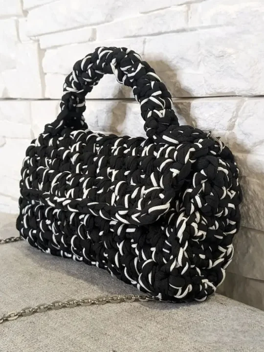 Black & White Crochet Bag