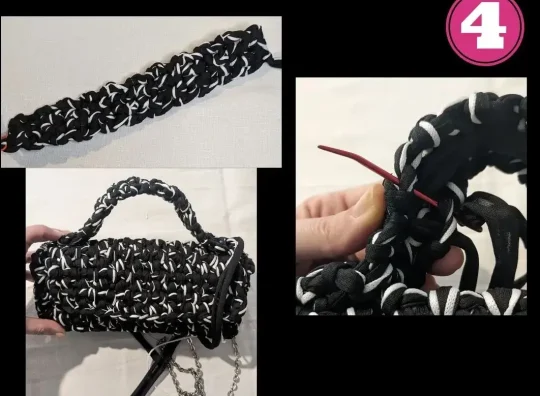 Black & White Crochet Bag handle