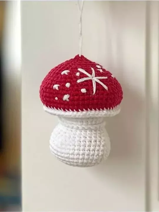Charming Mushroom Ornament Free Crochet Pattern