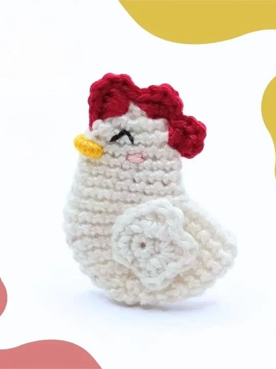 Adorable Chicken Brooch Free Crochet Pattern