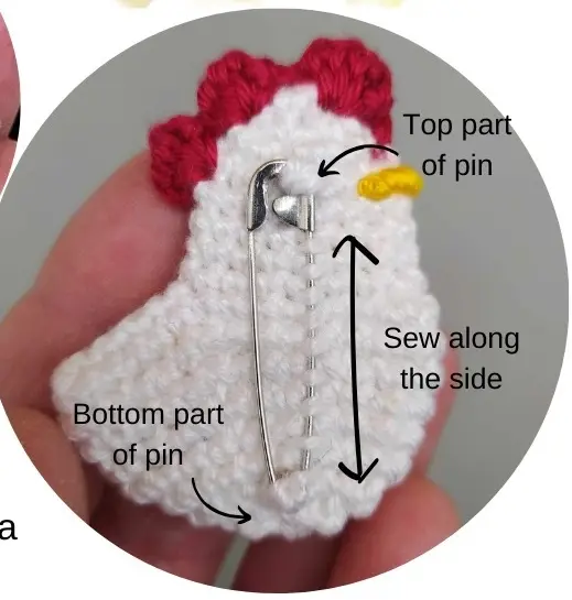 Chicken Brooch safety pin